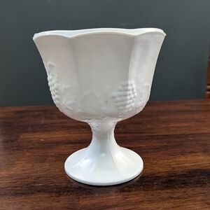 Indiana Milk Glass Grape Design Candy Dish Vintage